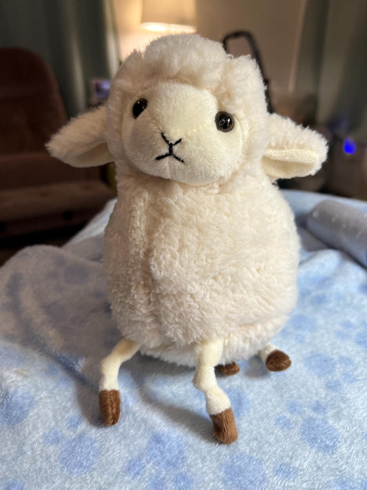Animal Adventure White Lamb Plush Wooly Sherpa Dangle Legs Brown Hoofs Rare
